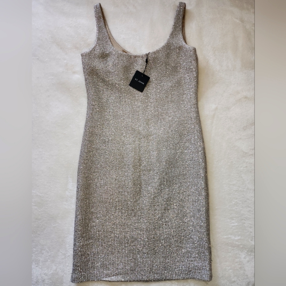 St. John Mettalic Glitter Knit Dress